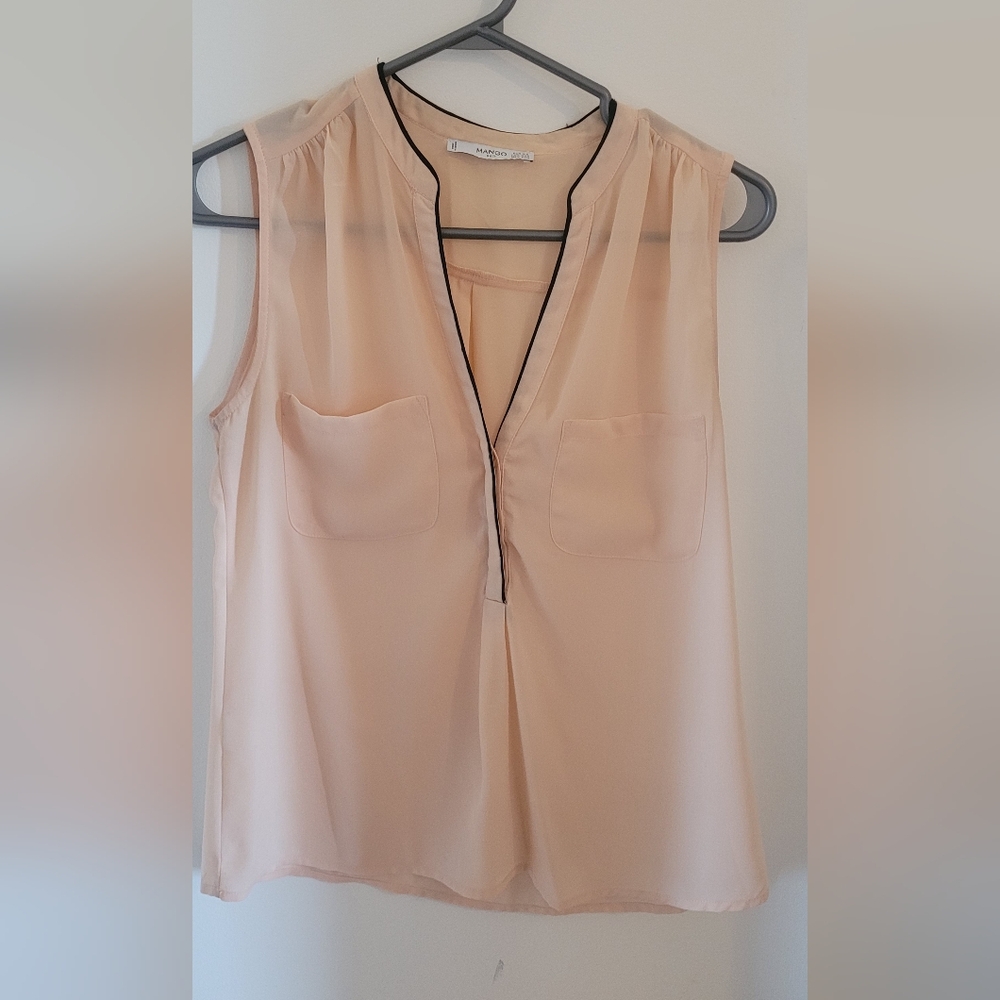 Mango Women's Blouse - Soft Peach